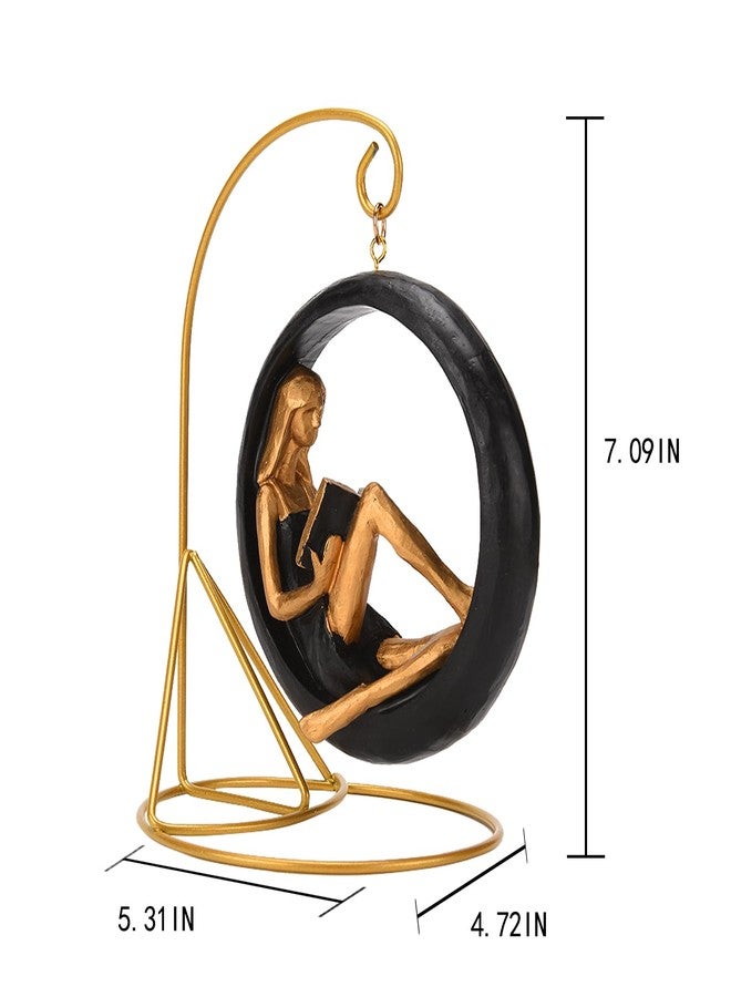 BRABUD Resin Yoga Girl Reading Book Statue Sitting in Circle Figurine Art Ornament Home Bookshelf Desk Library Office Decor Gift TQSHBS15 - Image 2